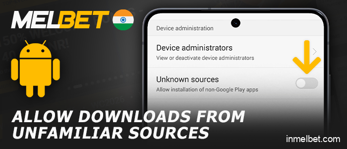 Enable app installation in your Android settings for the Melbet app