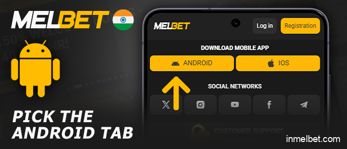 Click the Melbet Android button