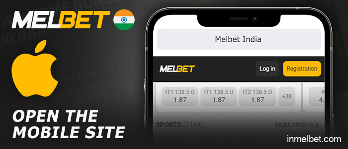 Visit the Melbet website on your iOS device