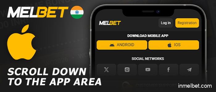 Find the iOS apps section on the Melbet website
