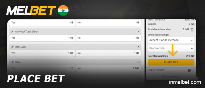 Confirm your bet on a live match on the Melbet India website