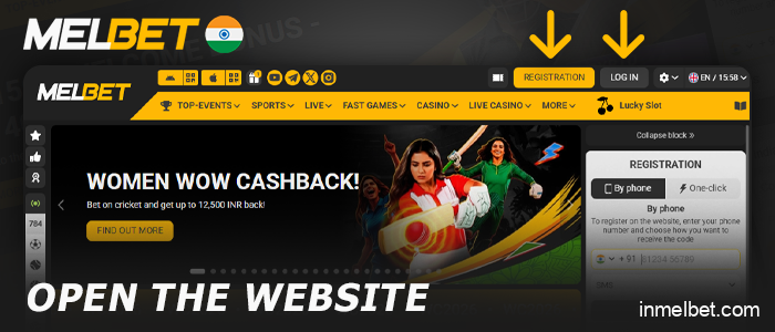 Go to the Melbet website and log in or sign up to make a deposit