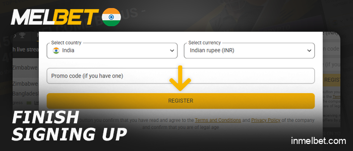Complete the registration process on Melbet India